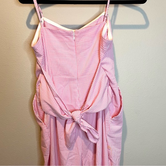Vineyard Vines Pink & White Stripe Seersucker Tie Waist Jumpsuit Size 12 - Picture 7 of 14